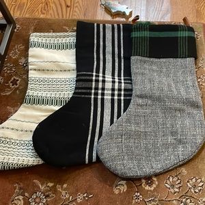 3 for 1! Black, Green, Cream Christmas Stockings